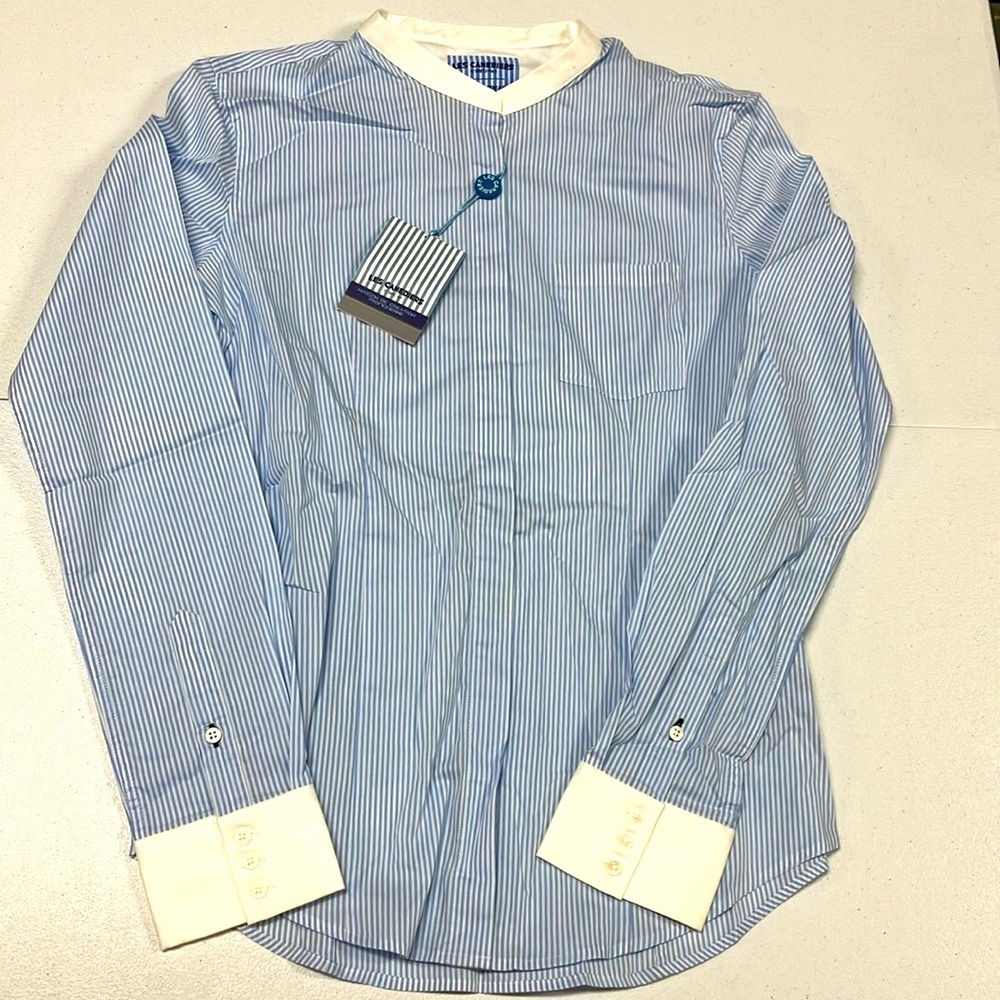 Les Canebiers French Designer Blue Striped Women's Top